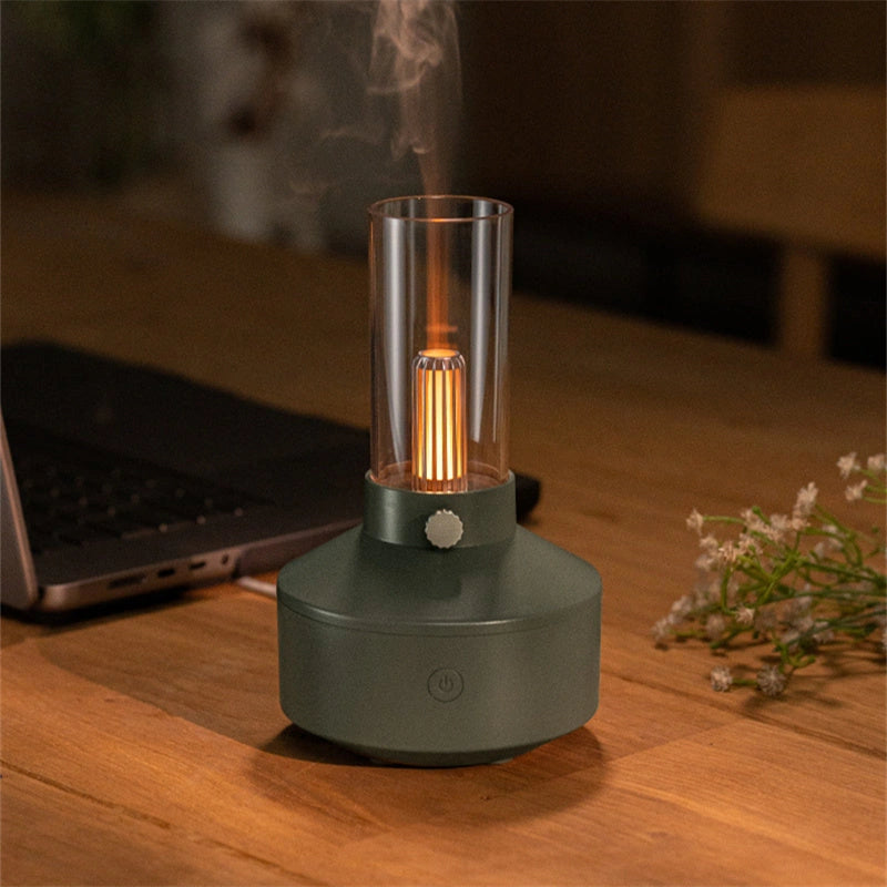 Retro Light Aroma Diffuser with LED Filament Night Light and Humidifier