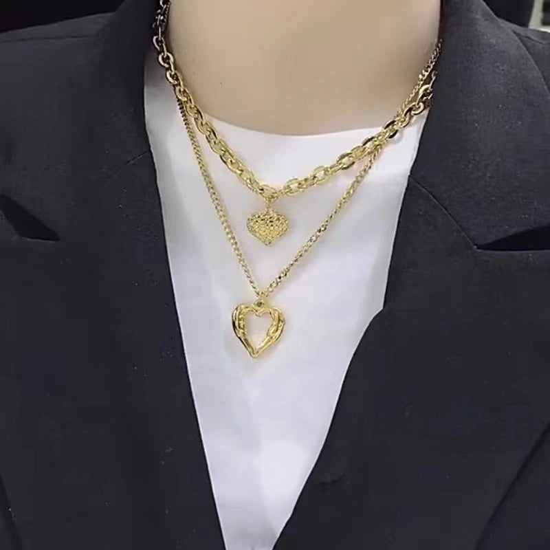 Titanium Steel Angel Wings Love Necklace with Irregular Folds and Heart Design