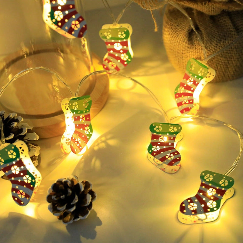 Christmas LED Light String with Santa Claus, Elk, and Snowman Ornaments