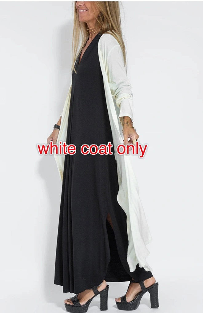 Stylish Women's V-neck Sleeveless Dress with Long Cardigan