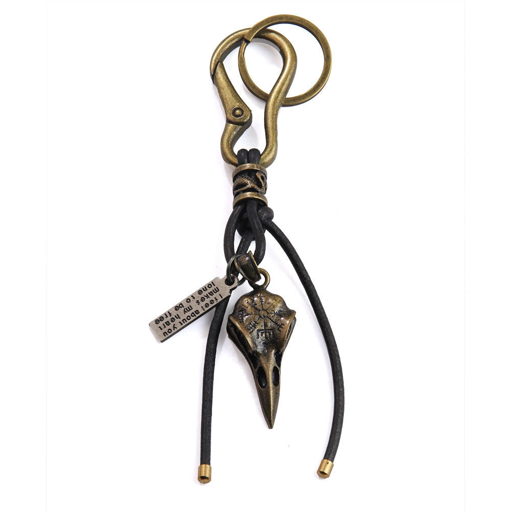 Retro Leather Keychain with Lobster Clasp