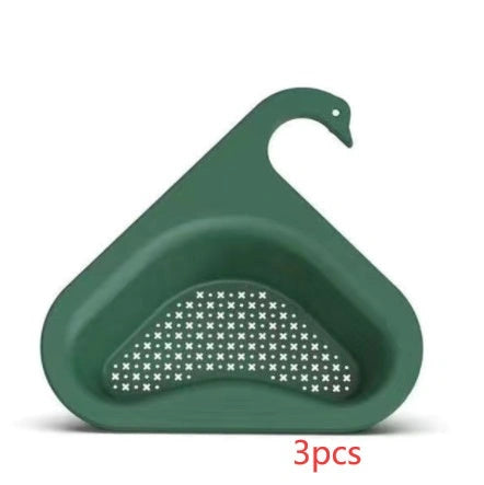 Swan-shaped sink hanging fruit and vegetable filter basket for kitchen use