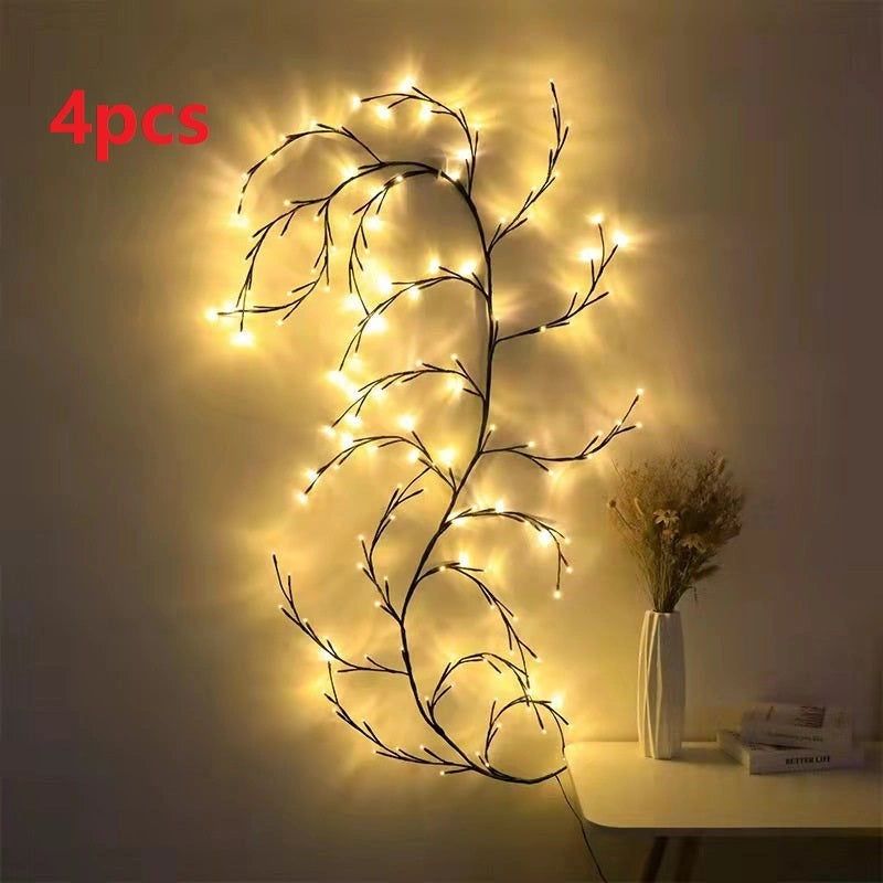 Flexible DIY Willow Vine Branch LED Light Garland for Festive Decor