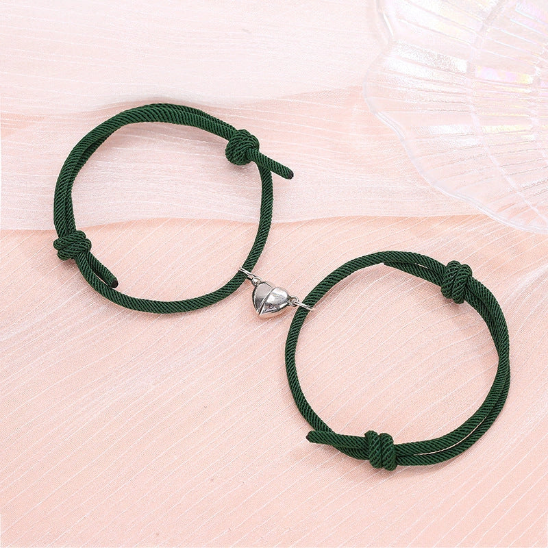 Stylish Magnetic Couple Bracelets with Heart Design