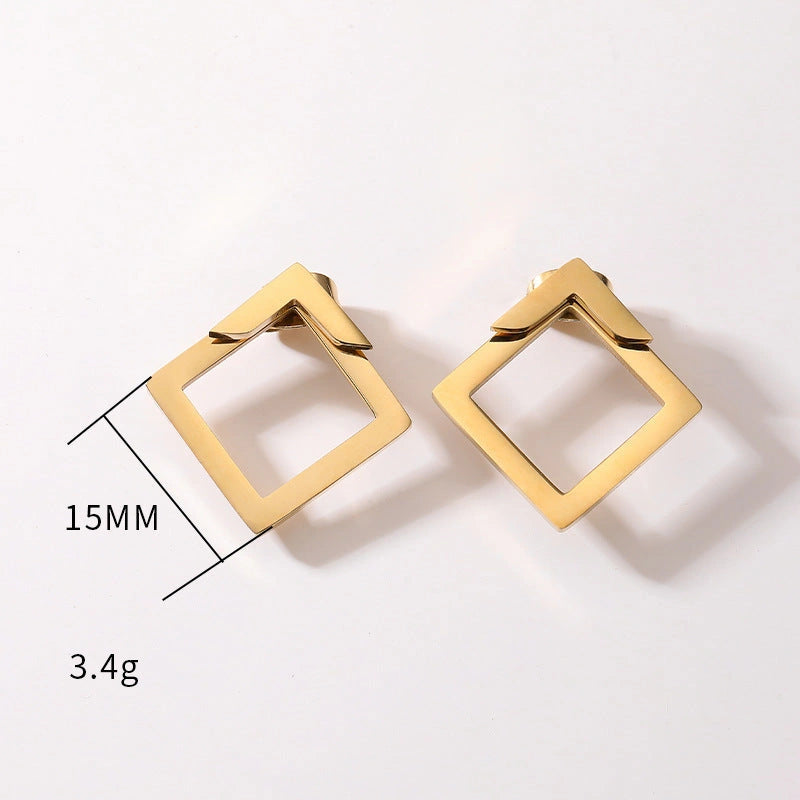 Stylish Titanium Steel Square Geometric Earrings for Women