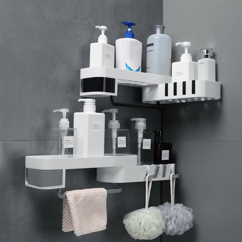 Double-layer Wall-mounted Corner Shelf for Bathroom and Kitchen Storage