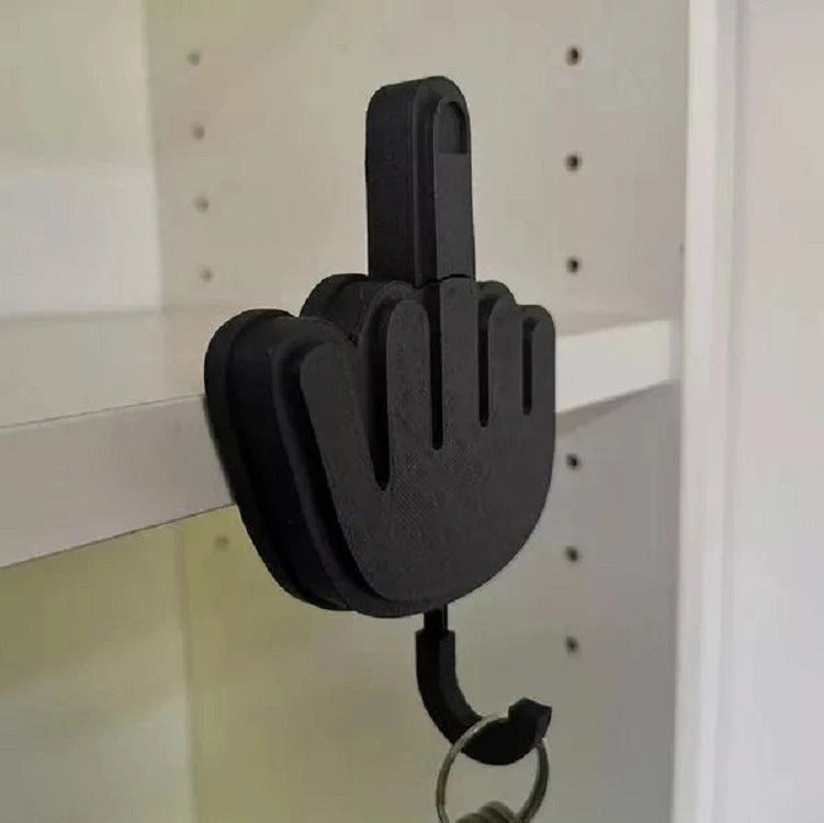 Spoof Middle Finger Desktop Storage Key Hook in Wood or Plastic