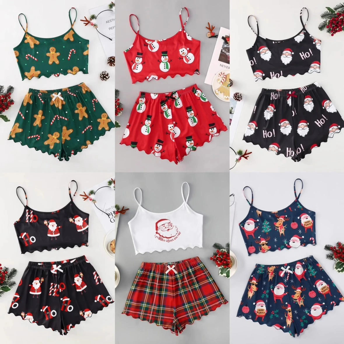 Christmas-themed thin milk silk pajamas set for women with European and American style