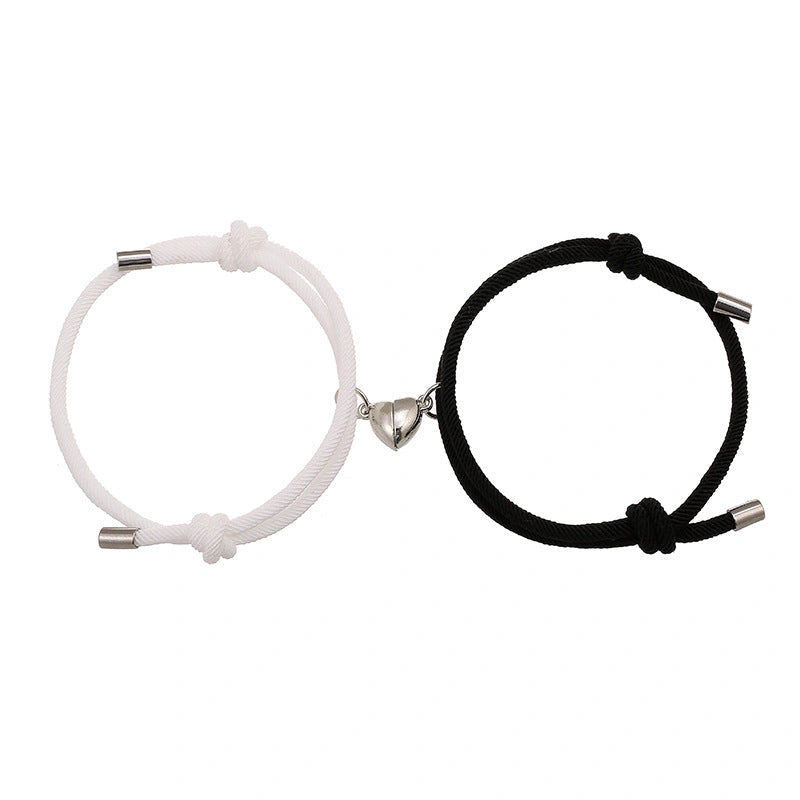 Adjustable Nylon Love Magnetic Bracelet with Sticky Metal Heads