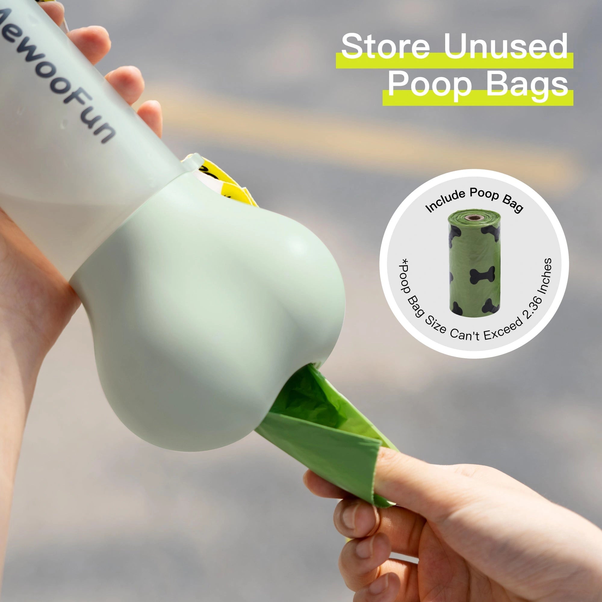 Mewoofun 2-in-1 Leak-Proof Pet Water Bottle with Poop Bag Storage