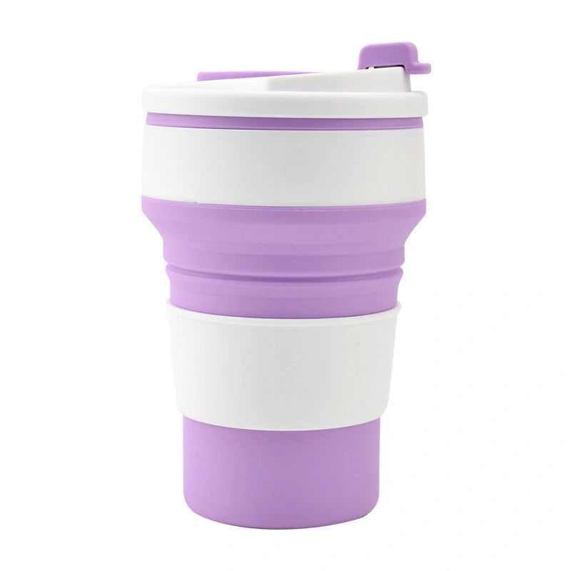 Collapsible Silicone Travel Mug with Leak-Proof Cover
