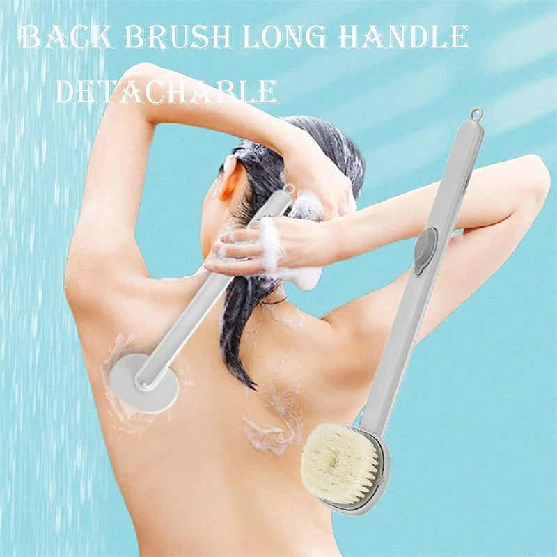 Dual-purpose shower brush with detachable head and ergonomic handle