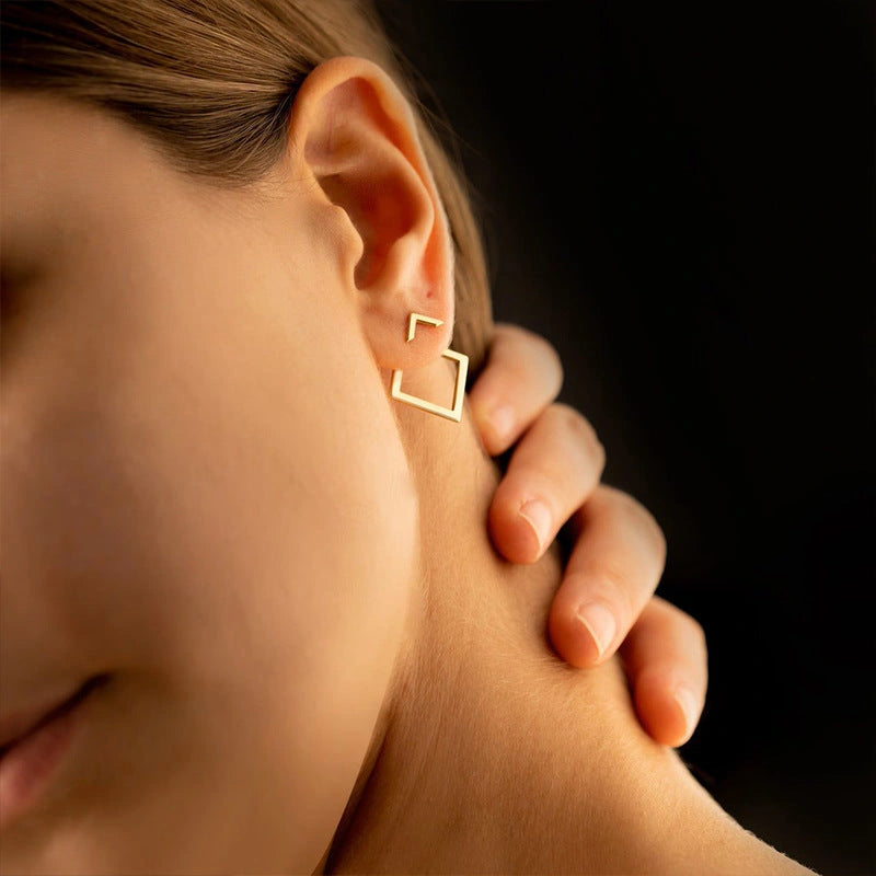 Stylish Titanium Steel Square Geometric Earrings for Women