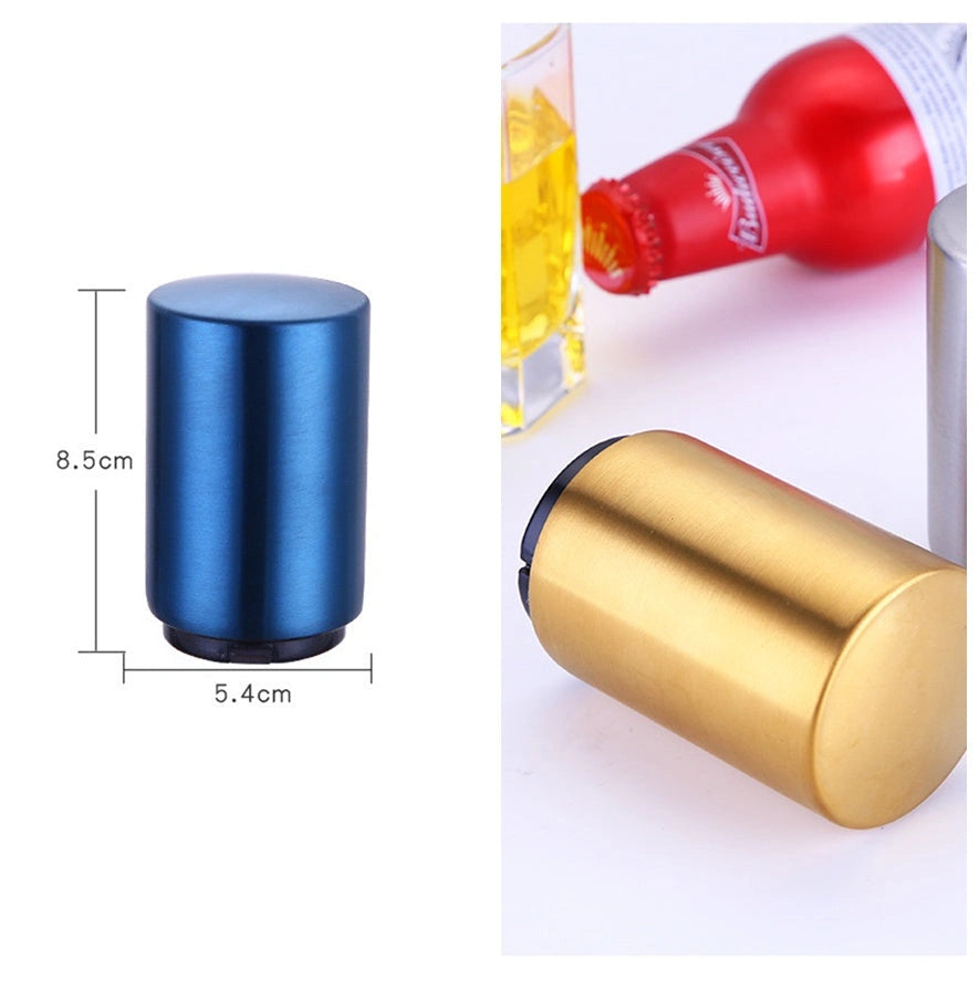 Portable Magnetic Automatic Beer Bottle Opener with Brushed Stainless Steel Finish
