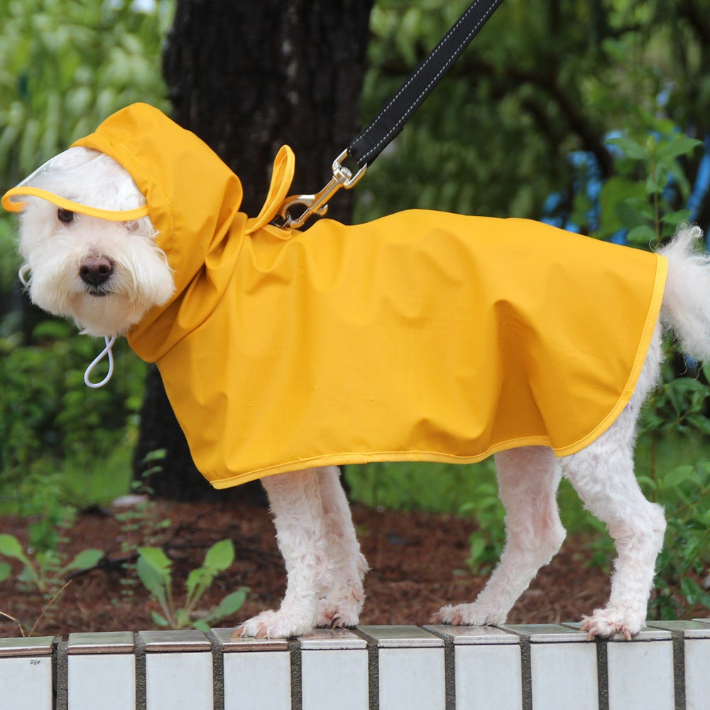 Transparent Brim Dog Raincoat with Adjustable Bellyband