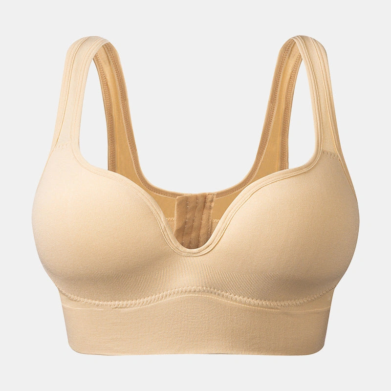 Back Button Up Bra With Wide White Straps for Sports and Leisure