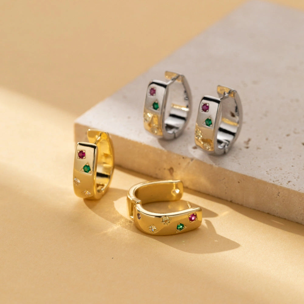 Elegant Multi-Colour Square Zircon Earrings for Women