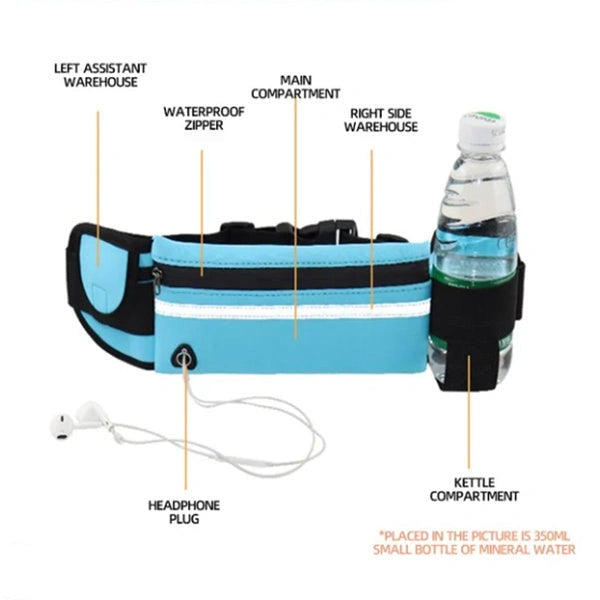 Slim Nylon Fitness Waist Bag with Secure Zipper Pocket