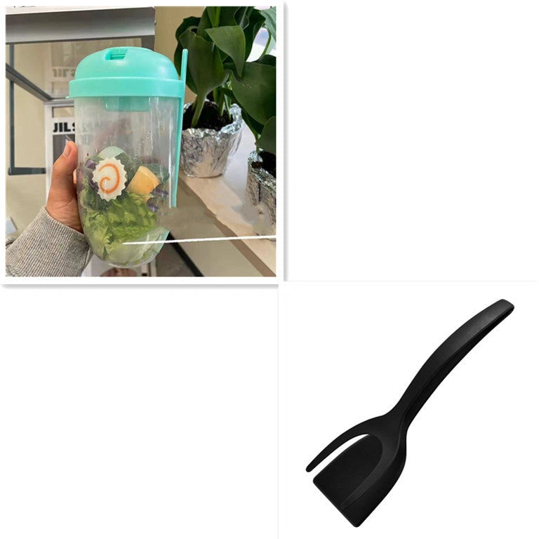 Bento food taper bowl set with fork and sauce cup lid for salads and yogurts