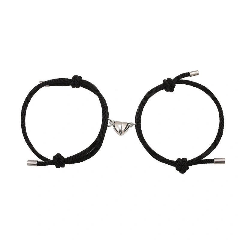 Adjustable Nylon Love Magnetic Bracelet with Sticky Metal Heads