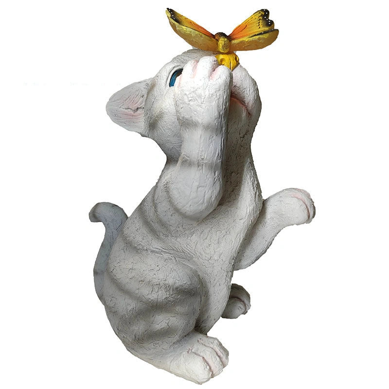 Creative Resin Cat Solar Sculpture Ornaments for Outdoor and Garden Decoration