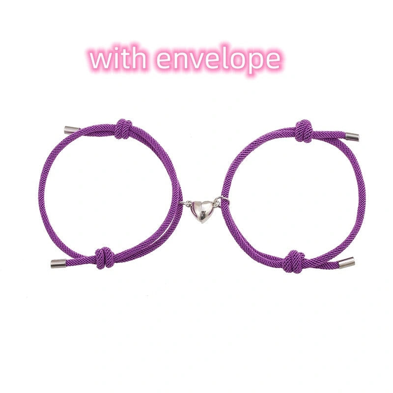 Adjustable Nylon Love Magnetic Bracelet with Sticky Metal Heads