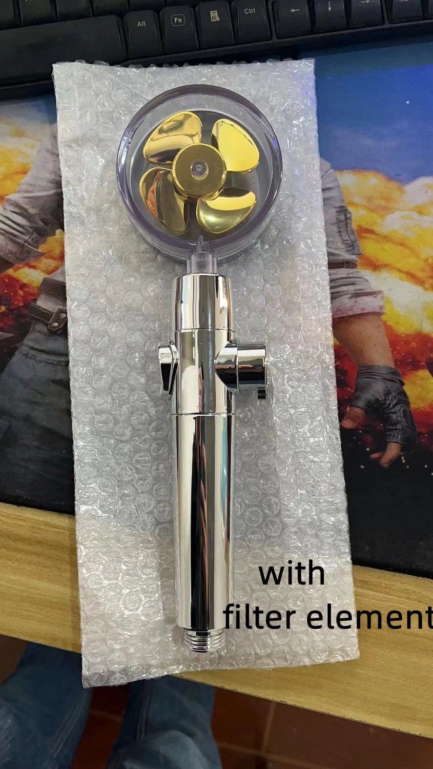 Turbo Propeller Shower Head with 360-Degree Fan Extension for High-Pressure Flow