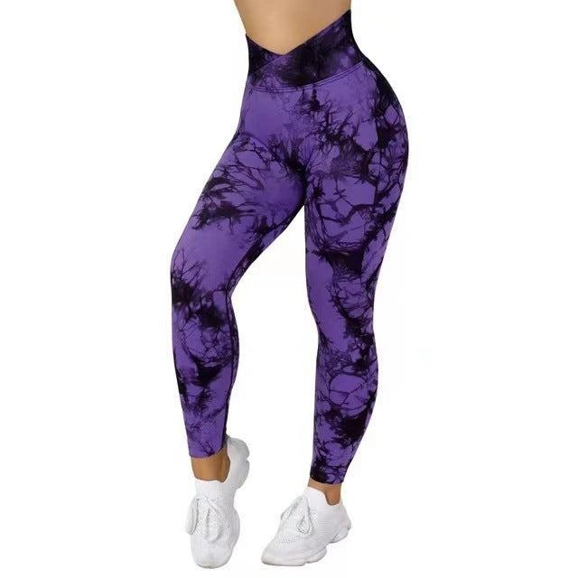 Seamless Tie Dye Leggings for Women with Push-Up Design