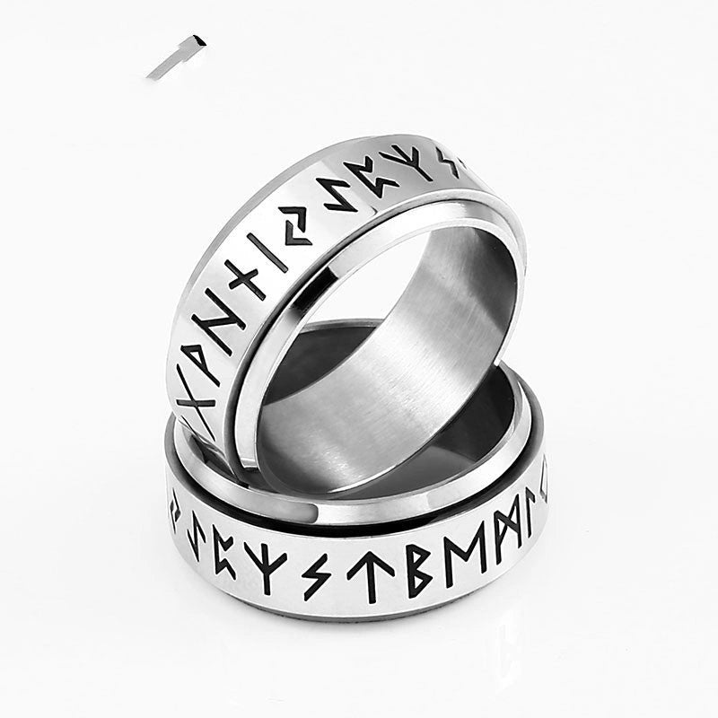 Korean Fashion Titanium Steel Rotatable Ring in Vintage Style