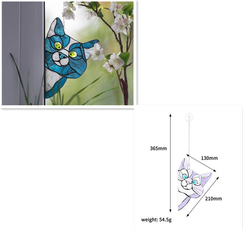 Stained Glass Cat Window Hanger Decoration - Reusable PVC Sticker