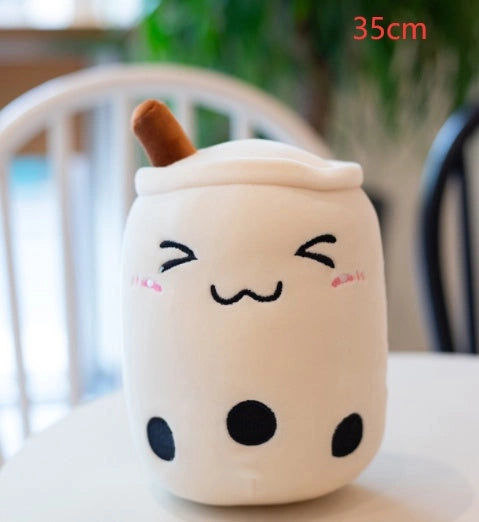 Strawberry Milk Tea Plush Boba Toy Pillow for Youth