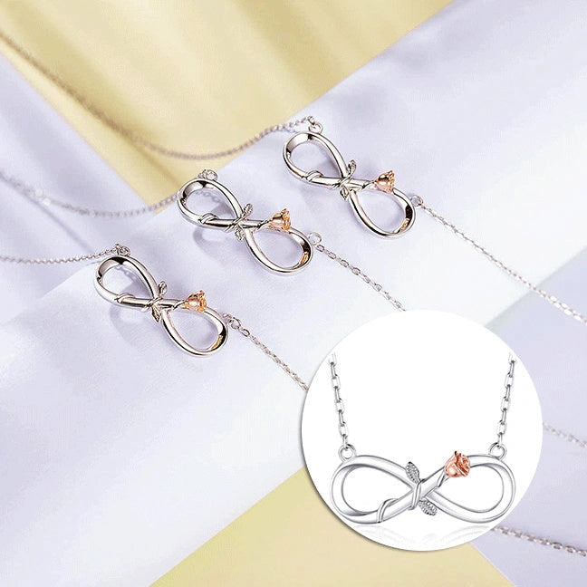 Double Fair Infinity Symbol Rose Necklace in S925 Silver