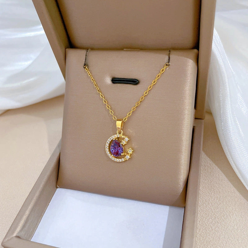 Stainless Steel Starry Sky Planet Astronaut Necklace with Rhinestone Pendant