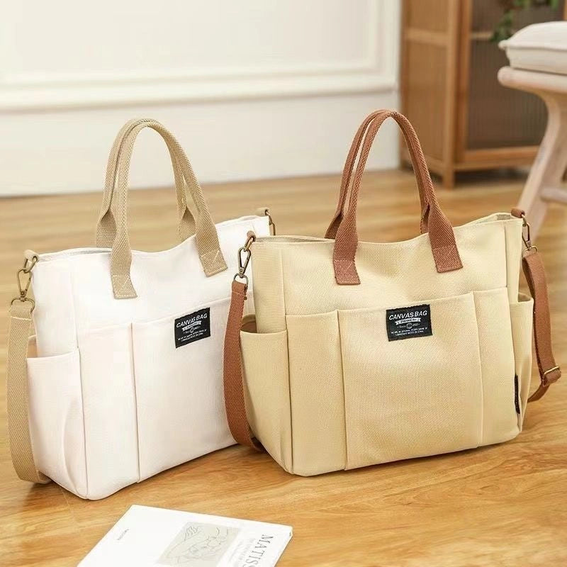 Spacious Canvas Shoulder Bag for Daily Commute