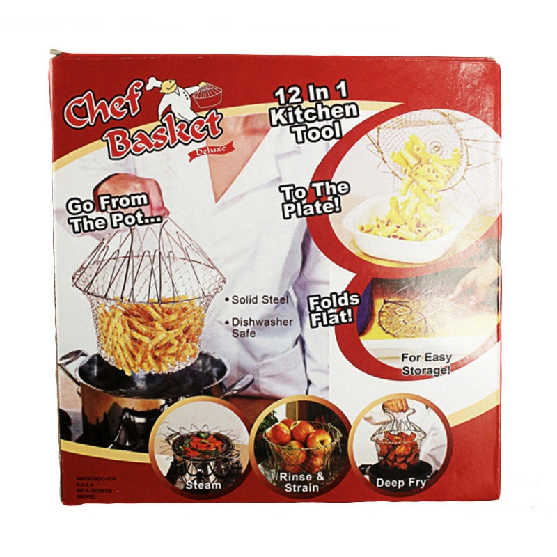 Stainless Steel Deep-fry Basket with Cool-Touch Handles and Easy Draining