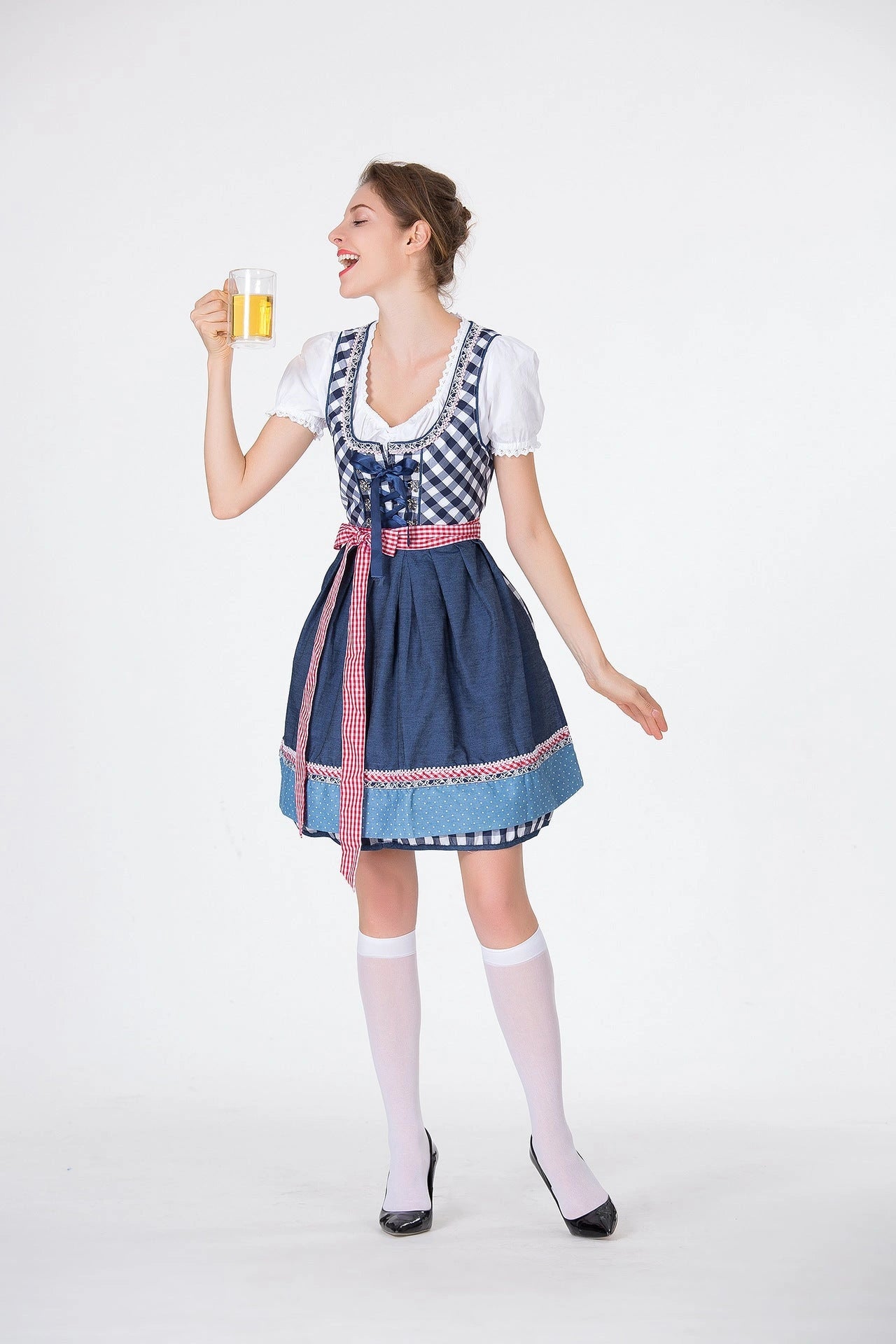 Bavarian Traditional Beer Dress in red cotton blend
