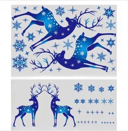 Christmas Elk Snowflake Sticker Decoration for Glass Windows and Walls
