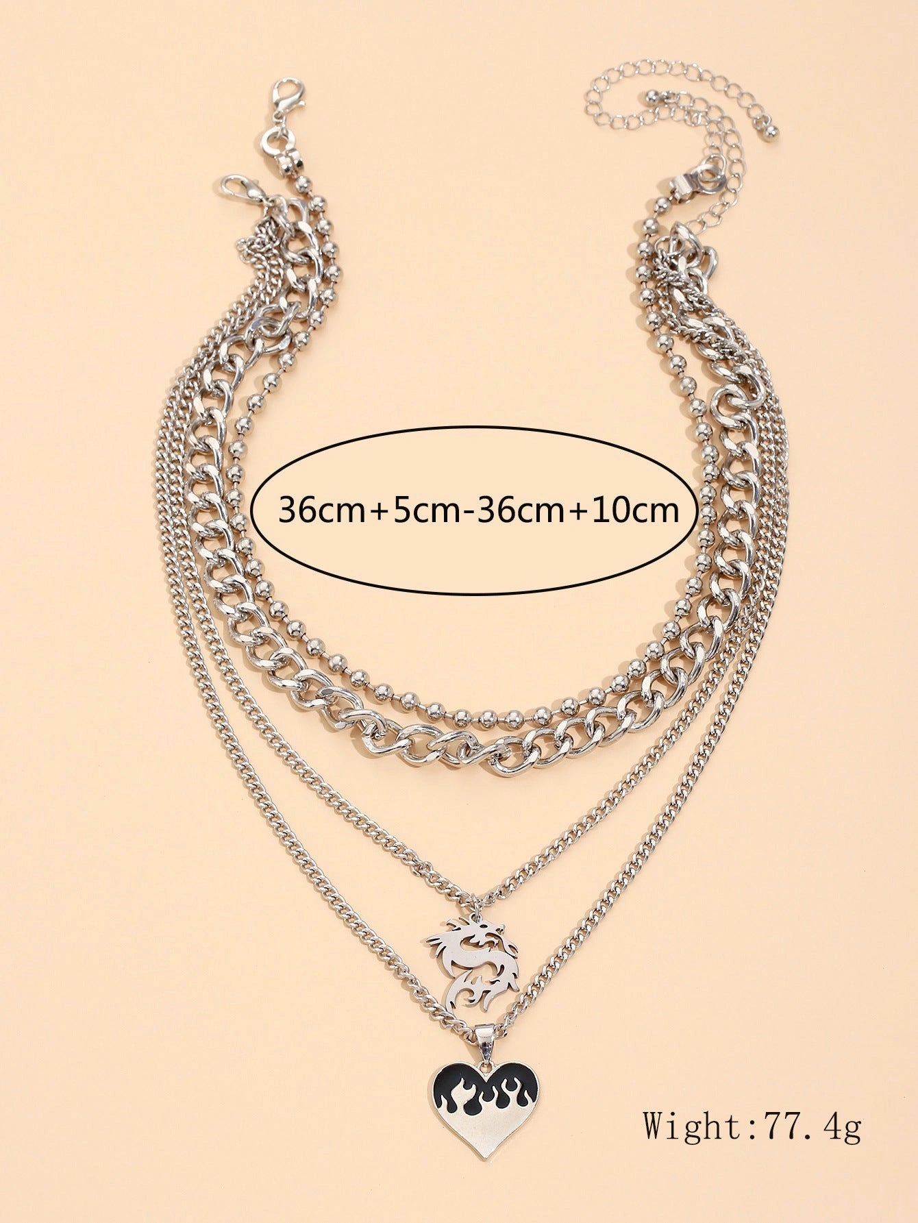 Simple Love Dragon Pendant with Adjustable Alloy Chain