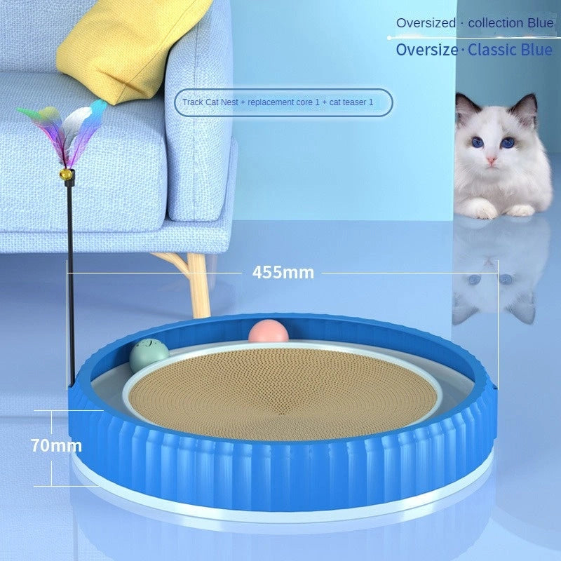 Round Cat Scratching Board with Toy Ball, Protects Furniture