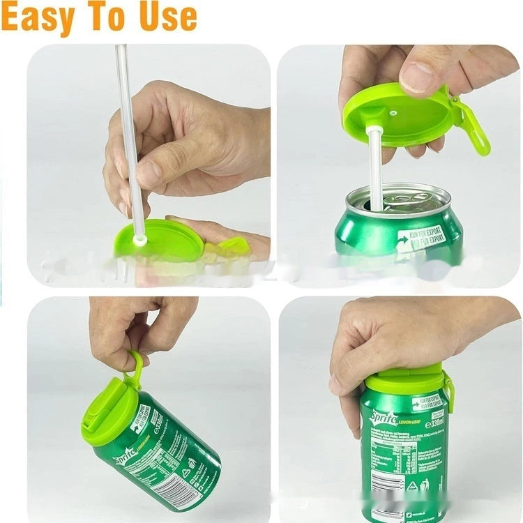 Reusable Soda Can Lid with Straw for Standard Coke Cans