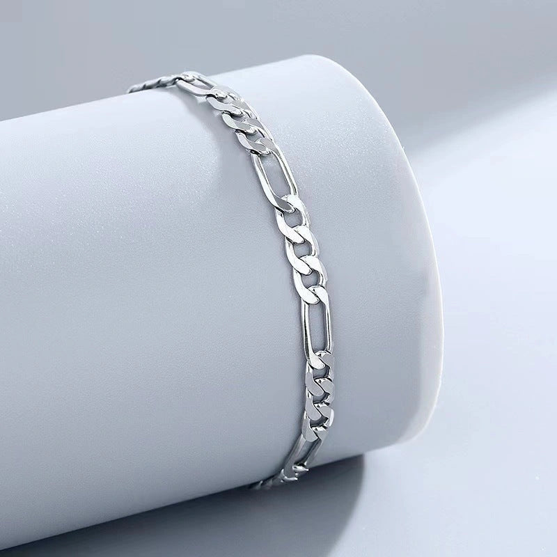 S925 Sterling Silver Figaro Anklet for Hip Hop Style