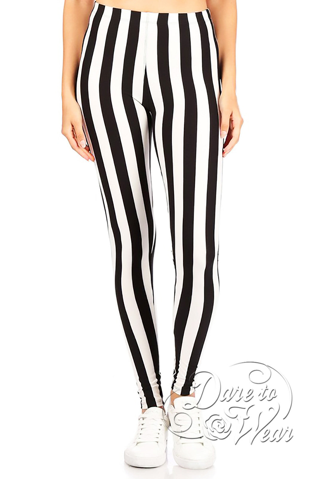 Black and White Pinstripe High Waisted Body Sculpting Treggings