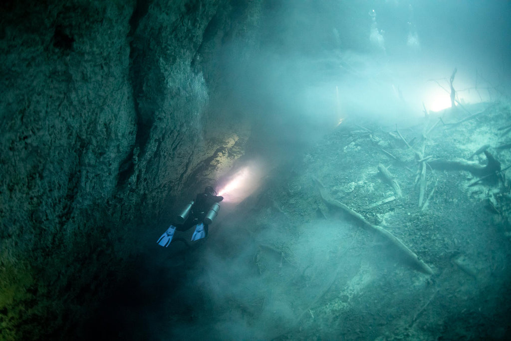 Frank Belvin Cenote with Diver