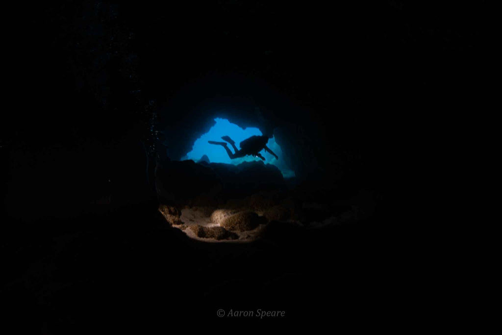 aaron speare cave diving oahu hawaii with ikelite underwater system housing