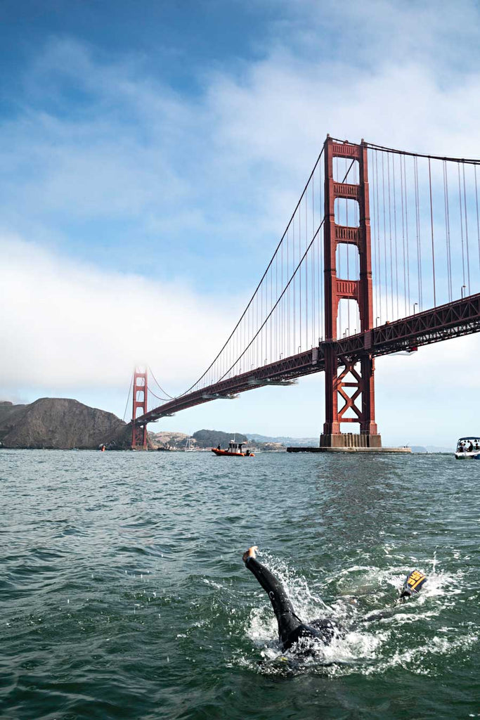 Ben Lecomte swims under the Golden Gate Bridge Copyright Adam Hill