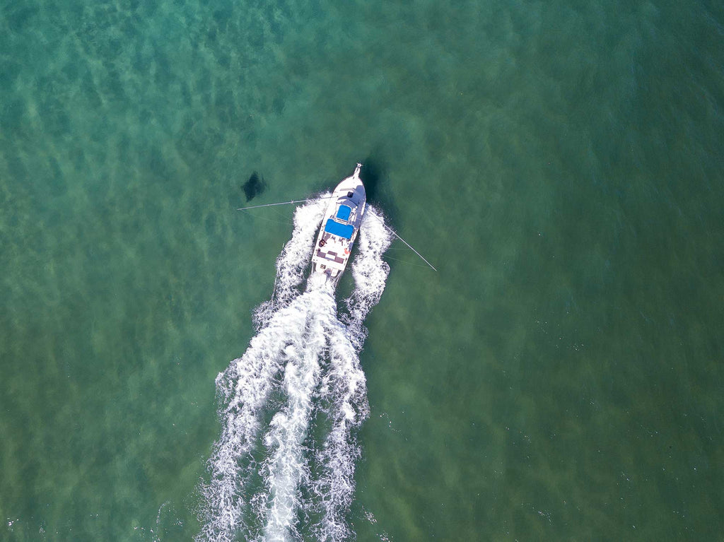 Boat and Manta Ray Copyright Bryant Turffs Drone Image