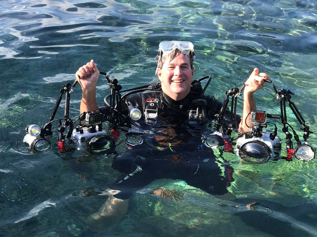 Gary Burns in the water with Ikelite Housings