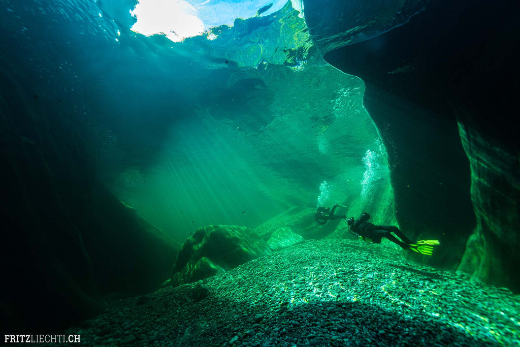 verzasca river underwater taken by fritz liechti with an ikelite housing