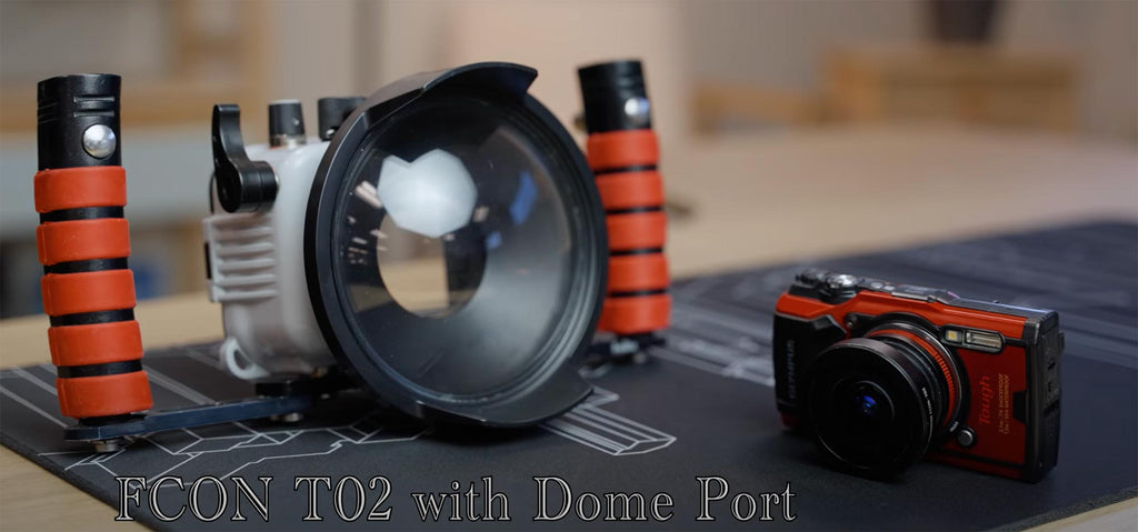 fcon t02 fisheye lens with dome port ikelite underwater housing