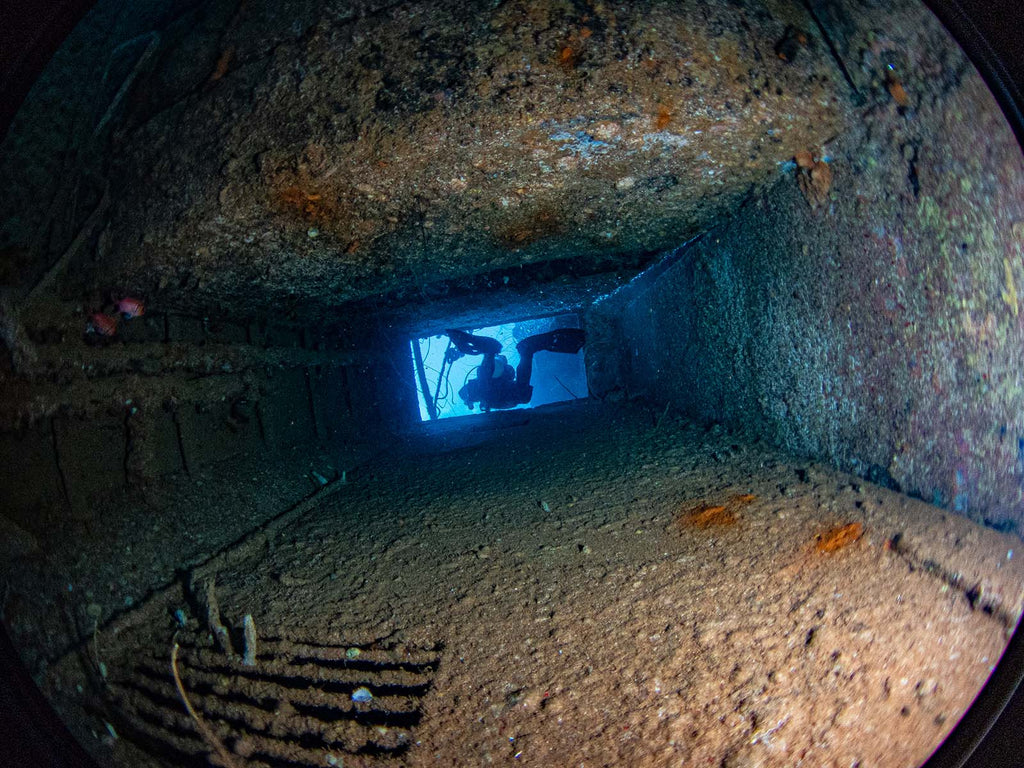 Exiting the Hilma. Hilma Hooker, Bonaire  gregory haley taken with tg6 inside an ikelite housing